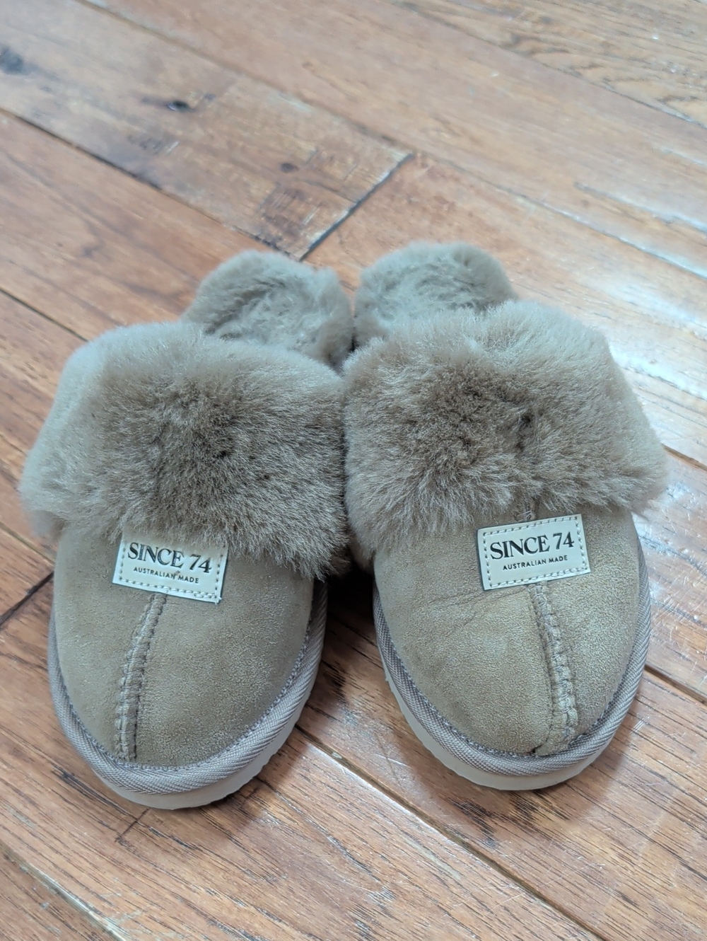 Ugg Limited Edition Heritage Designer Since 74 Taupe Shearling Slip-On Slippers
